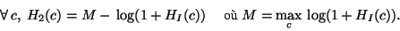 \begin{displaymath}
\forall \, c, \; H_2(c) = M - \, \log( 1 + H_I(c) )
\mbox{~~~~~o~} M = \max_c \, \log( 1 + H_I(c) ).
\end{displaymath}
